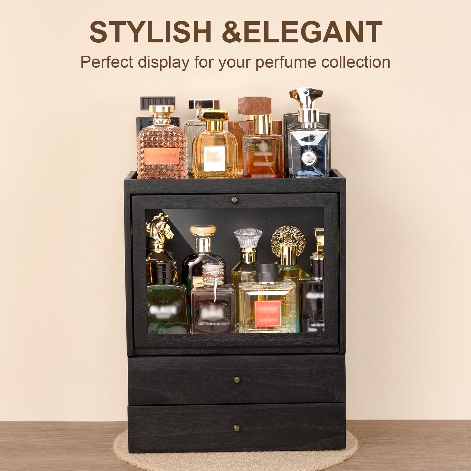 Dinmligt Cologne Organizer, 4 Tier Vertical Wood Perfume Stand for Men