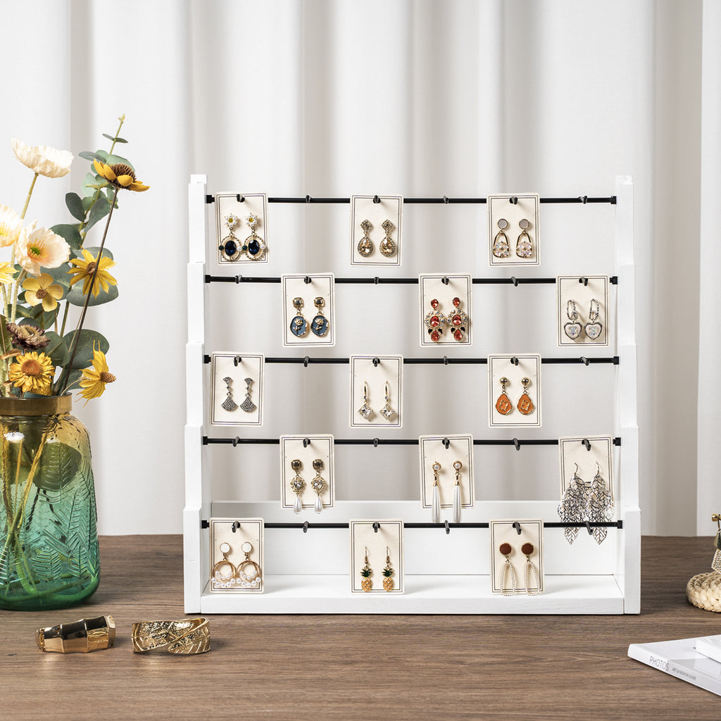 Earring Display for Vendors, 30 Hooks Solid Wood Jewelry Display for Vendors Selling