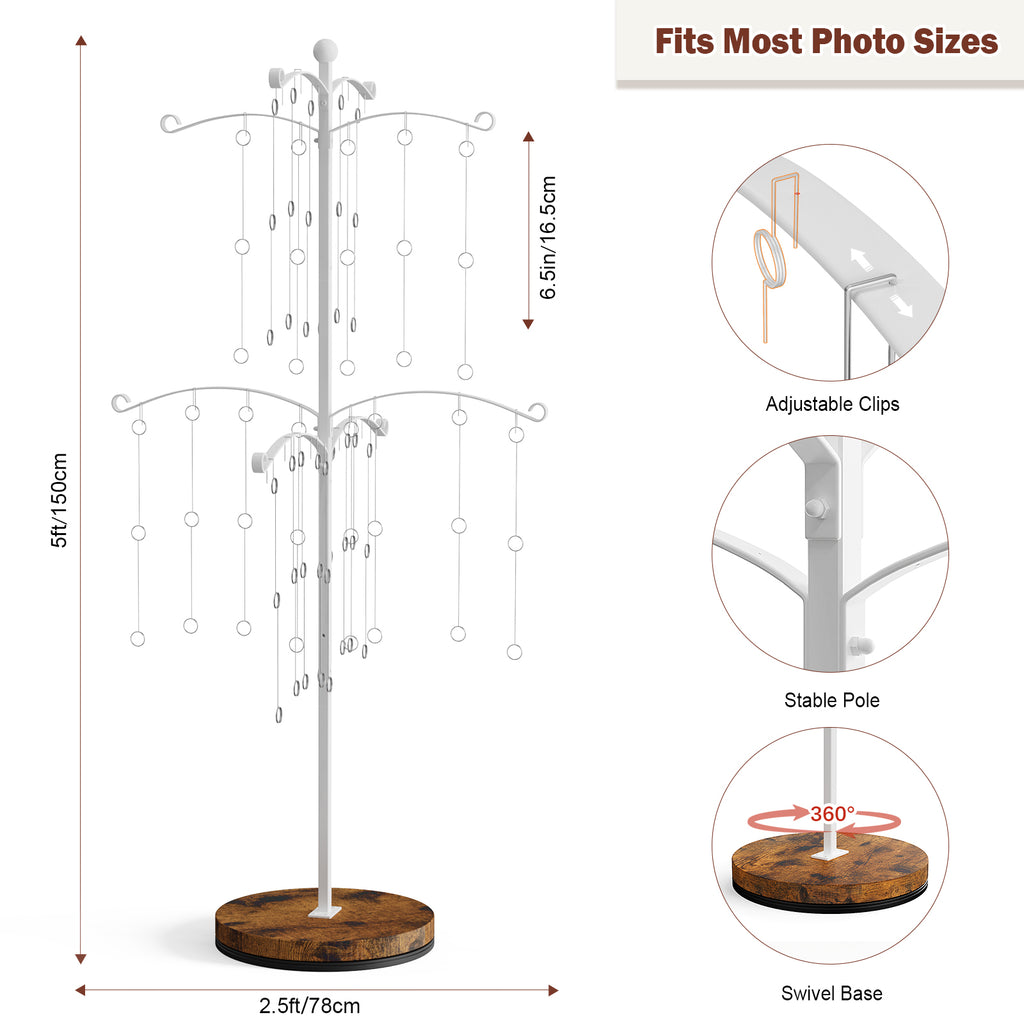 Metal Photo Display Tree,90 Clips Holder for 4x6, 5x7 Picture Frames Hanging