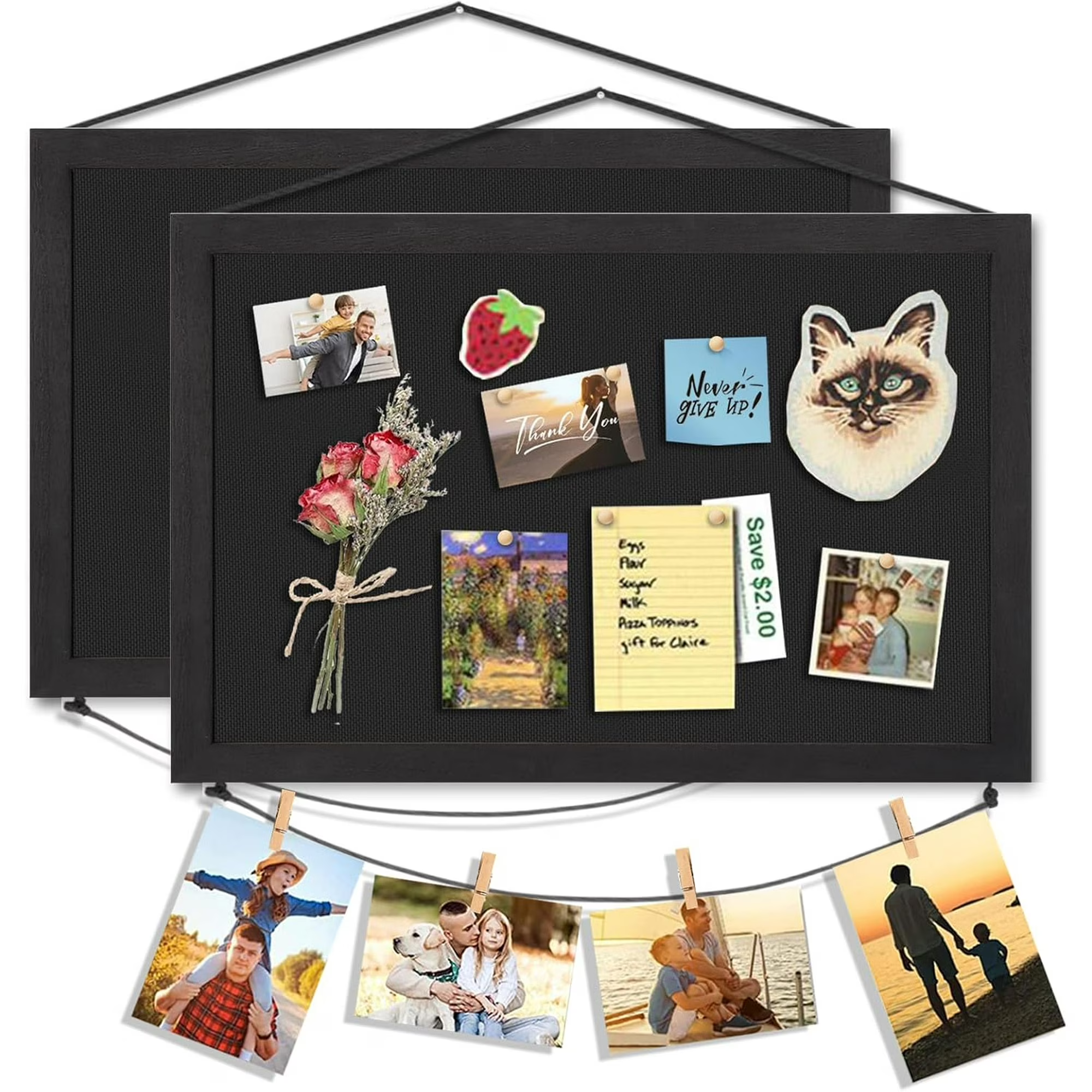 2-Pack Bulletin Board 16"x11" Cork Boards for Walls