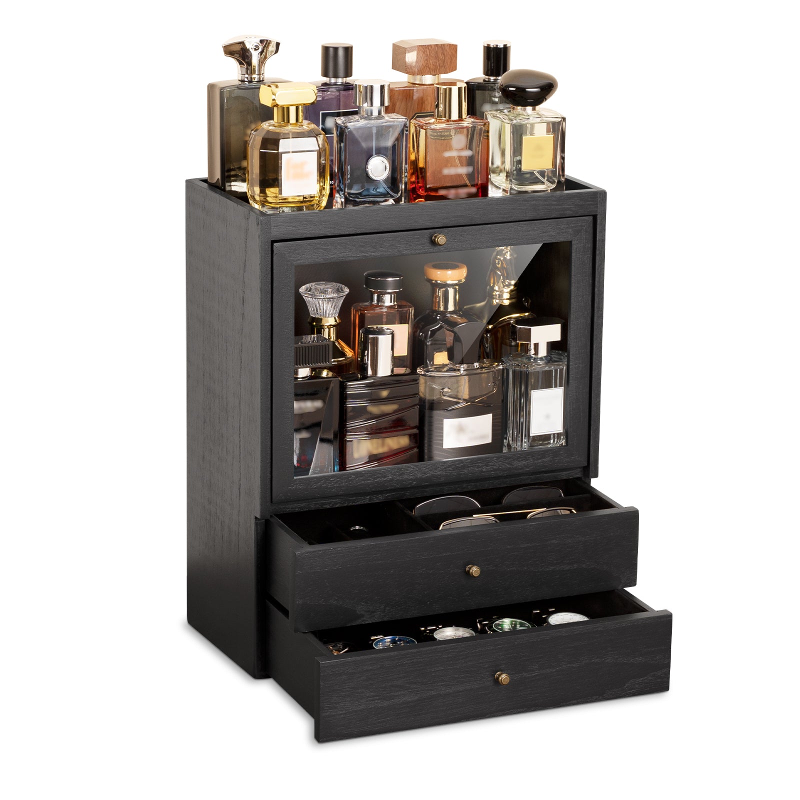 Dinmligt Cologne Organizer, 4 Tier Vertical Wood Perfume Stand for Men