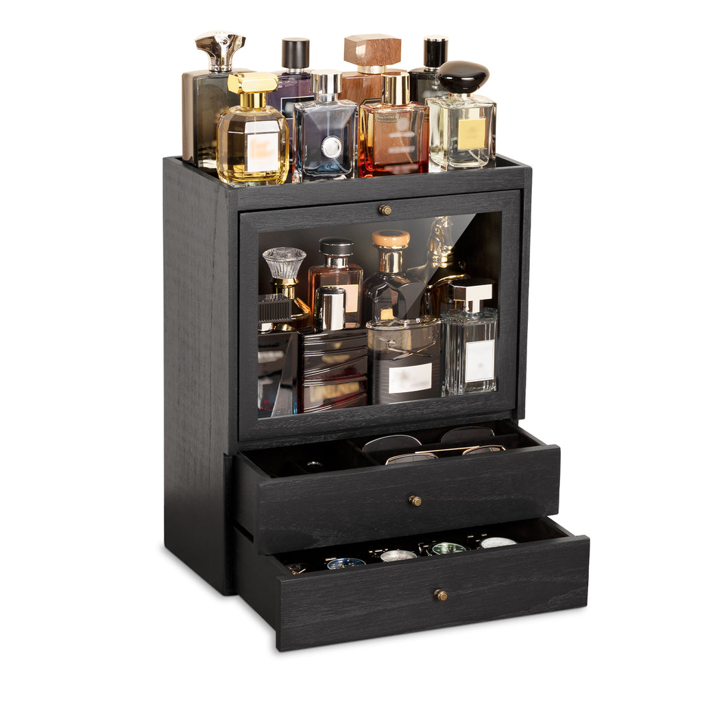Dinmligt Cologne Organizer, 4 Tier Vertical Wood Perfume Stand for Men