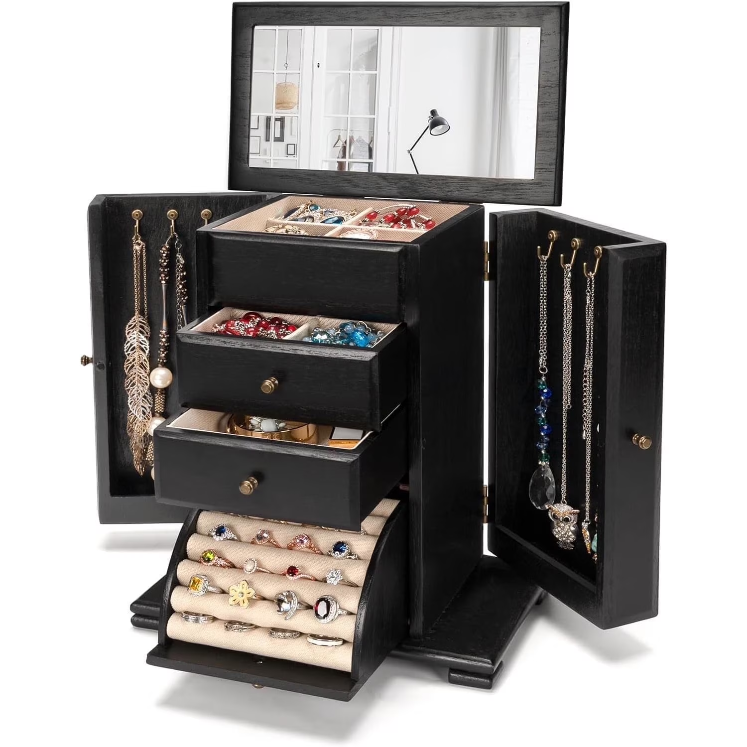 4 Layer Wooden Jewelry Boxes for Women
