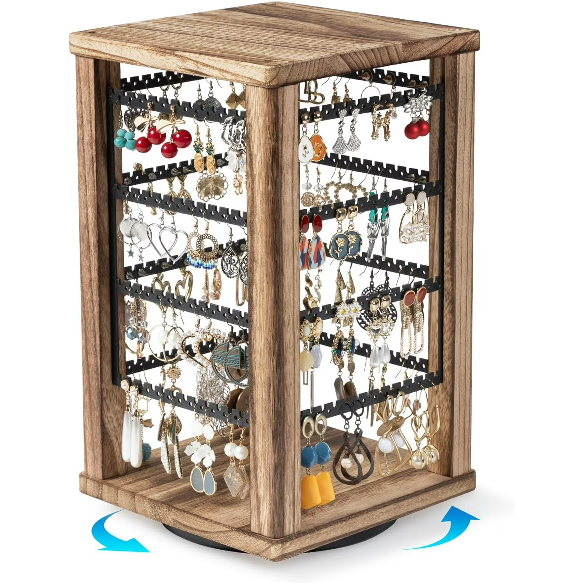 Rustic Rotating Wood Earring Stand