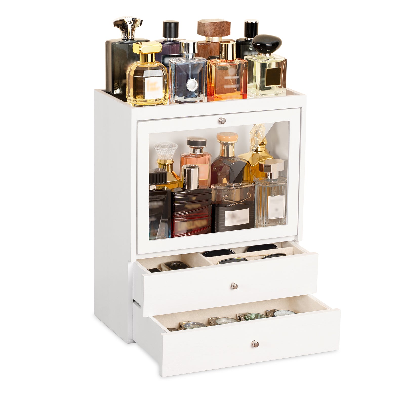 Dinmligt Cologne Organizer, 4 Tier Vertical Wood Perfume Stand for Men
