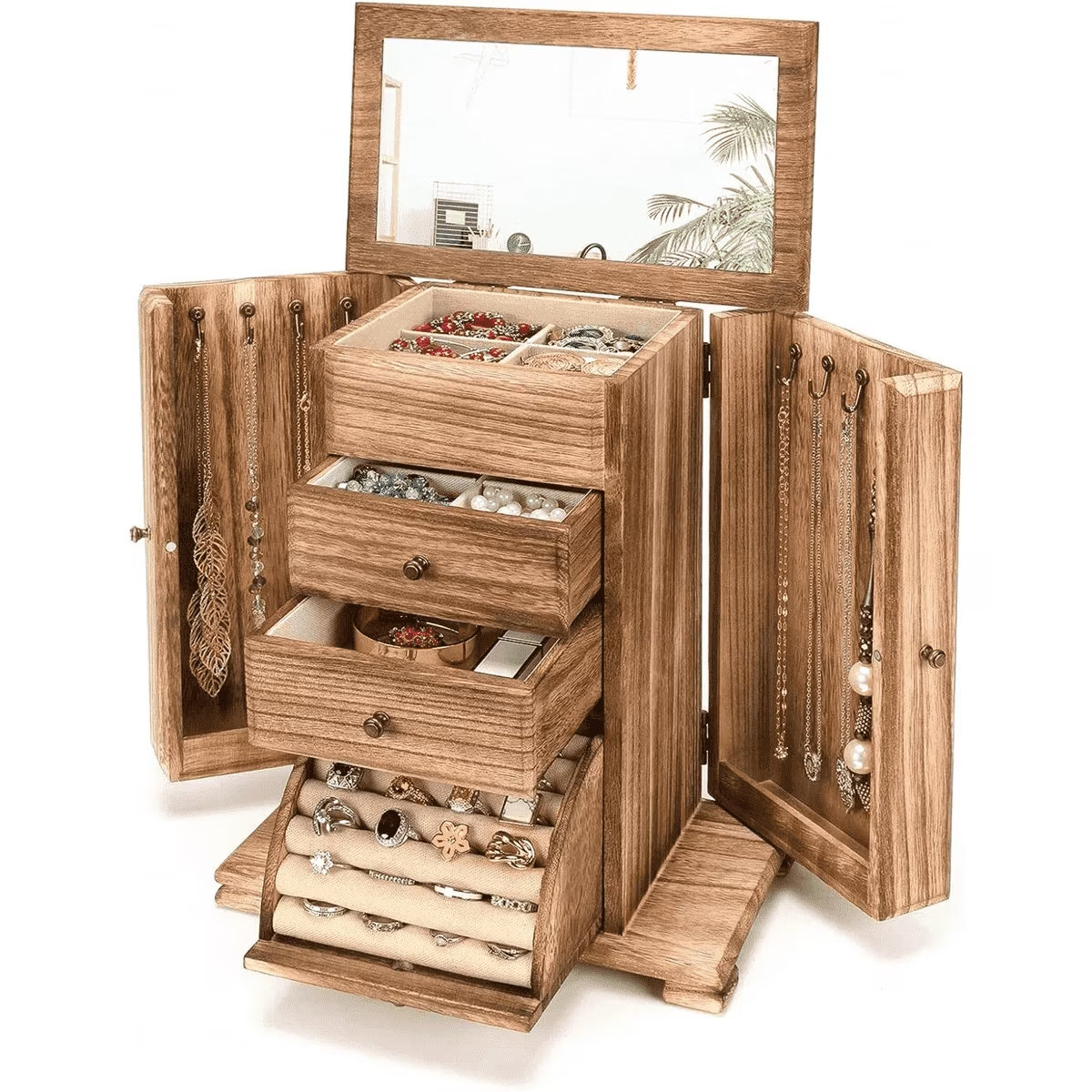 4 Layer Wooden Jewelry Boxes for Women