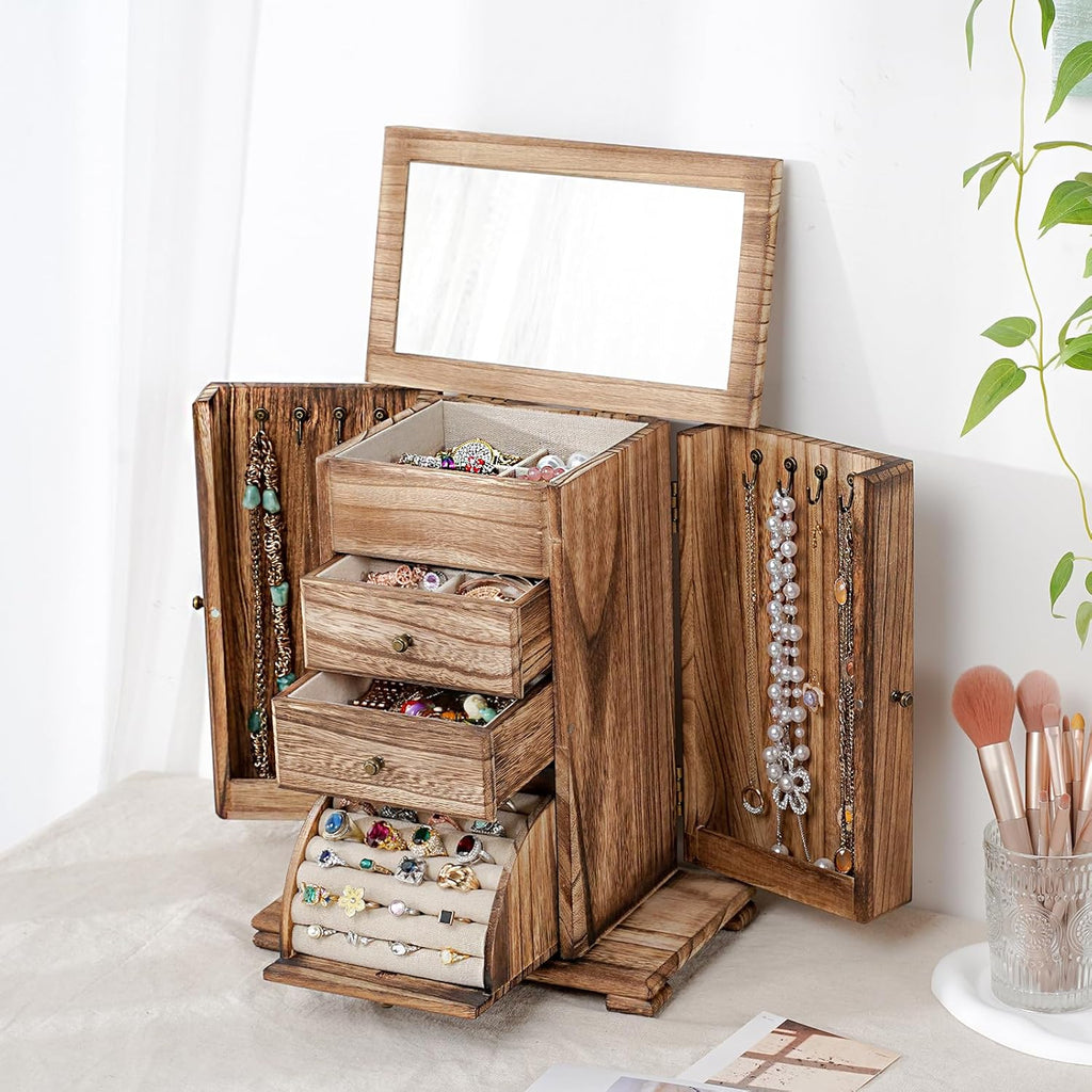 4 Layer Wooden Jewelry Boxes for Women