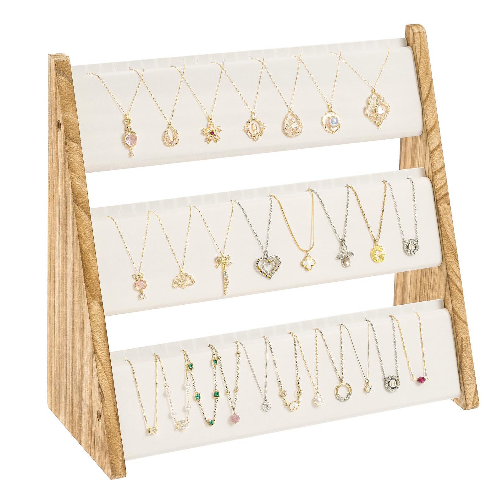 Sfugno Necklace Holder, 3 Tier Necklace Organizer Jewelry Organizer Stand with Velvet