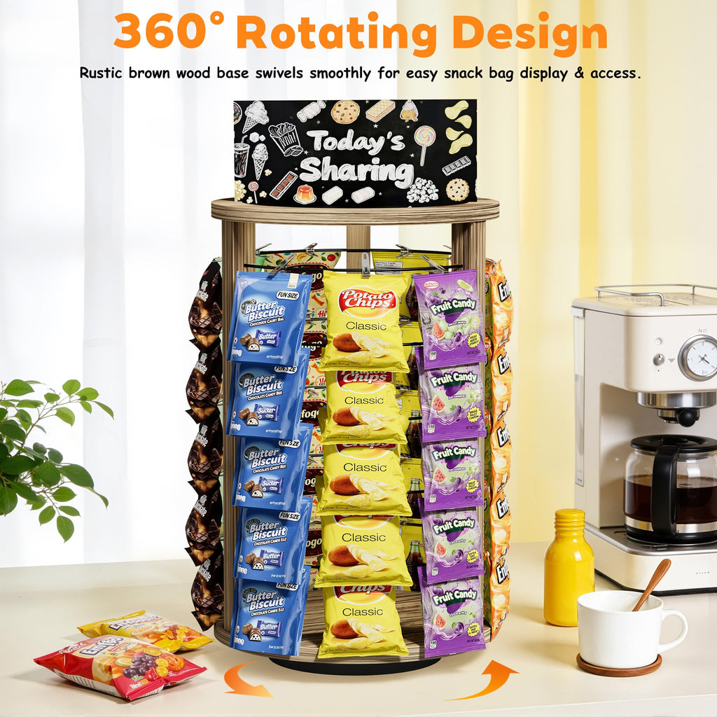 360°Rotating Snack Organizer With 50 Clips