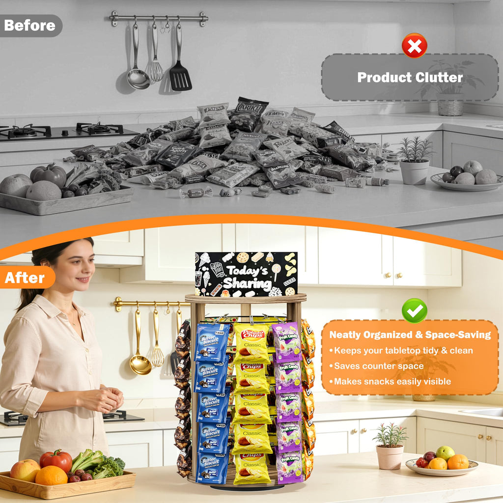 360°Rotating Snack Organizer With 50 Clips