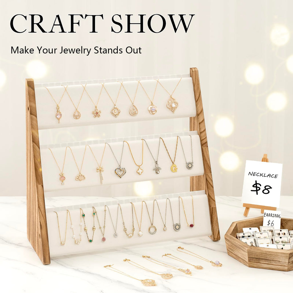 Sfugno Necklace Holder, 3 Tier Necklace Organizer Jewelry Organizer Stand with Velvet
